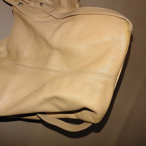 Furla Beige Soft Leather Tote Shoulder Bag Handbag Italy Dual Handles Spacious - Picture 5 of 11